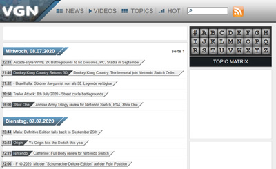 Screenshot der Webseite videogamenews.de